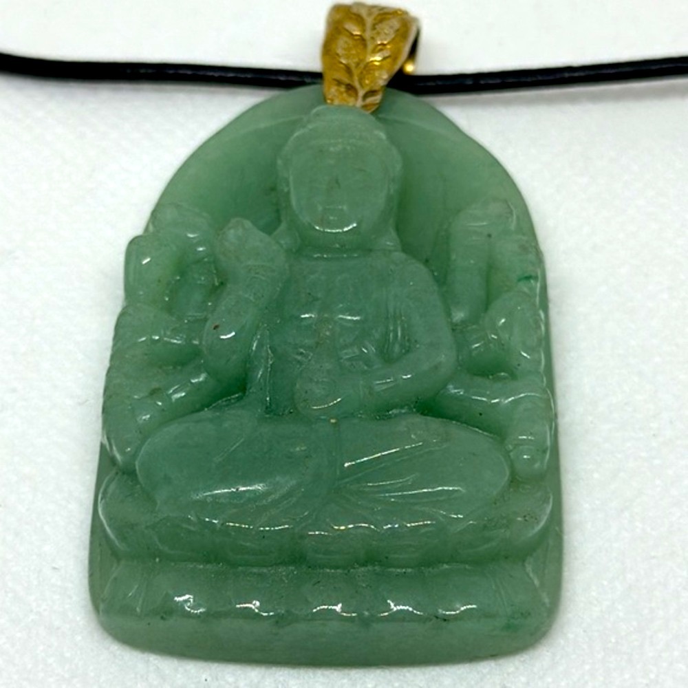 JADE Stone Indian 925‎ Silver and leather​​​ necklace